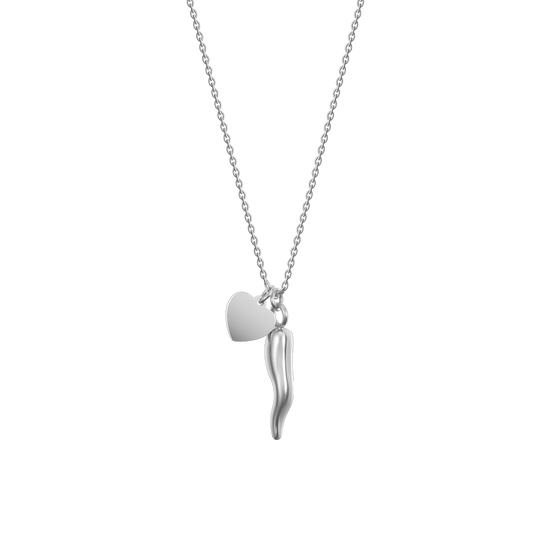 WOMAN'S NECKLACE IN STEEL WITH HEART AND CORN Luca Barra