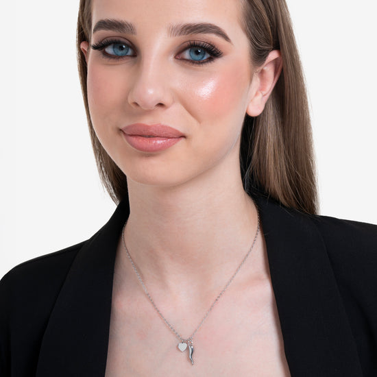 STEEL WOMEN'S NECKLACE WITH HEART AND HORN
