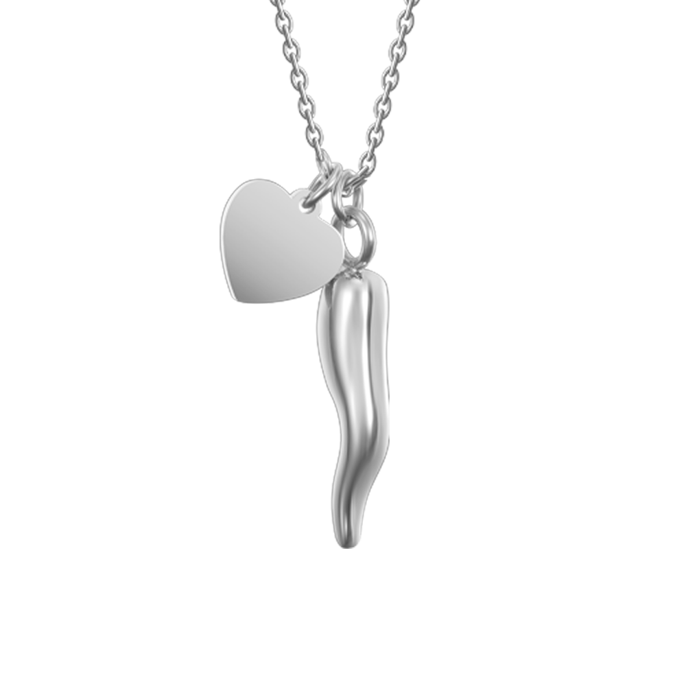 STEEL WOMEN'S NECKLACE WITH HEART AND HORN