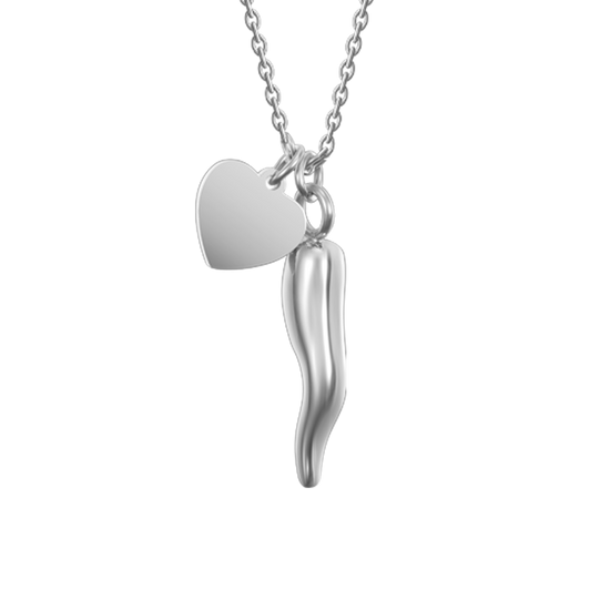 STEEL WOMEN'S NECKLACE WITH HEART AND HORN