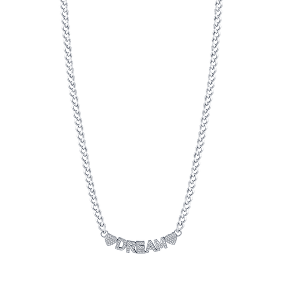 WOMAN'S DREAM STEEL NECKLACE WITH WHITE CRYSTALS Luca Barra