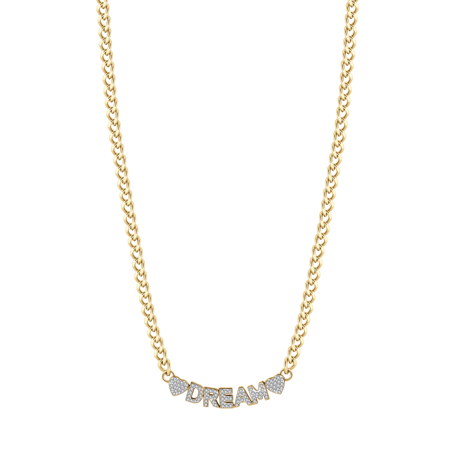 WOMEN'S GOLD STEEL DREAM NECKLACE WITH WHITE CRYSTALS
