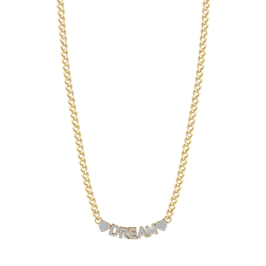 WOMEN'S GOLD STEEL DREAM NECKLACE WITH WHITE CRYSTALS
