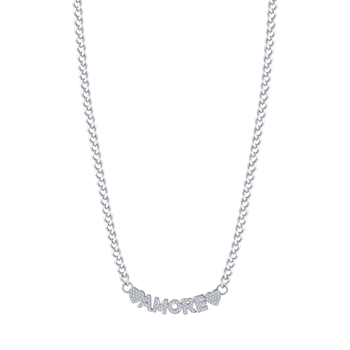 WOMAN'S LOVE STEEL NECKLACE WITH WHITE CRYSTALS Luca Barra