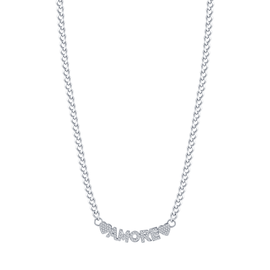 WOMAN'S LOVE STEEL NECKLACE WITH WHITE CRYSTALS Luca Barra