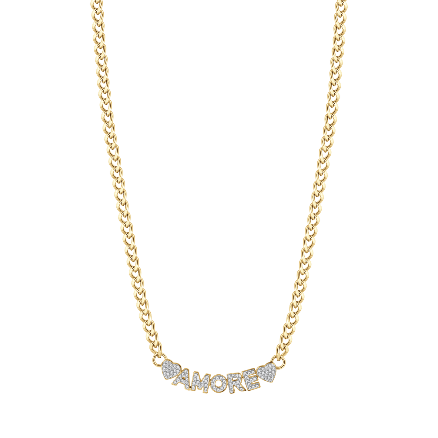 GOLD LOVE STEEL WOMEN'S NECKLACE WITH WHITE CRYSTALS