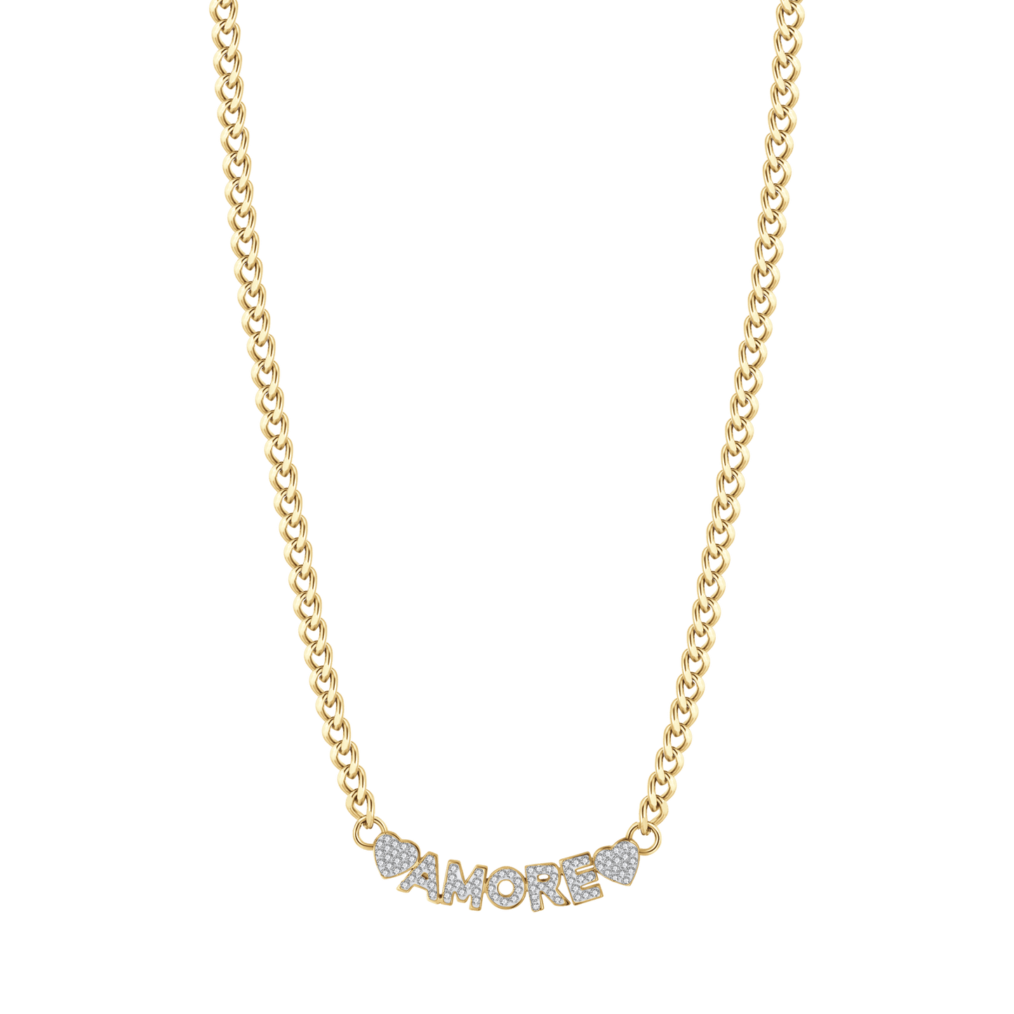 GOLD LOVE STEEL WOMEN'S NECKLACE WITH WHITE CRYSTALS