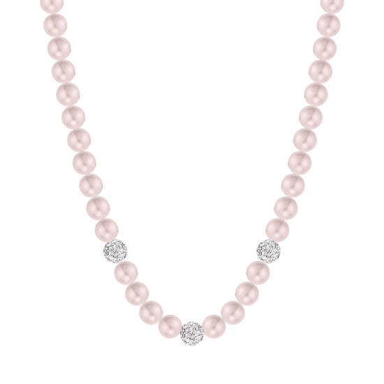 WOMAN PEARL NECKLACE WITH WHITE CRYSTALS
