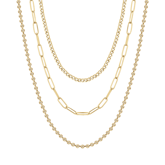 WOMEN'S IP GOLD STEEL MULTI-STRAND NECKLACE