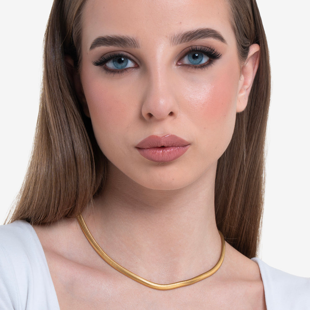 WOMEN'S SNAKE STEEL IP GOLD NECKLACE