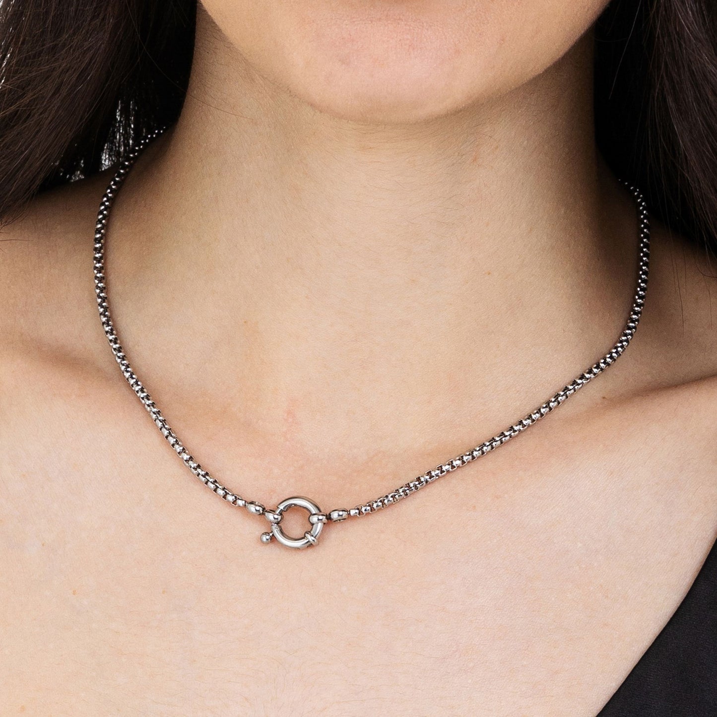 WOMAN'S NECKLACE IN STEEL WITH MOSCHET Luca Barra