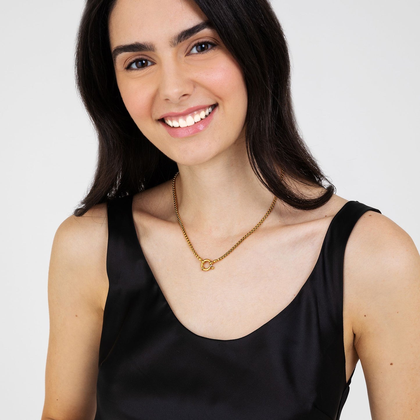 IP GOLD STEEL WOMEN'S NECKLACE WITH LOBSTER CLASP
