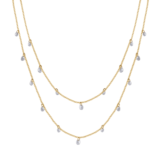 WOMAN'S NECKLACE IN IP GOLD MULTIFILED STEEL WITH WHITE CRYSTALS Luca Barra