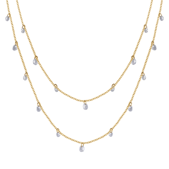 WOMAN'S NECKLACE IN IP GOLD MULTIFILED STEEL WITH WHITE CRYSTALS Luca Barra