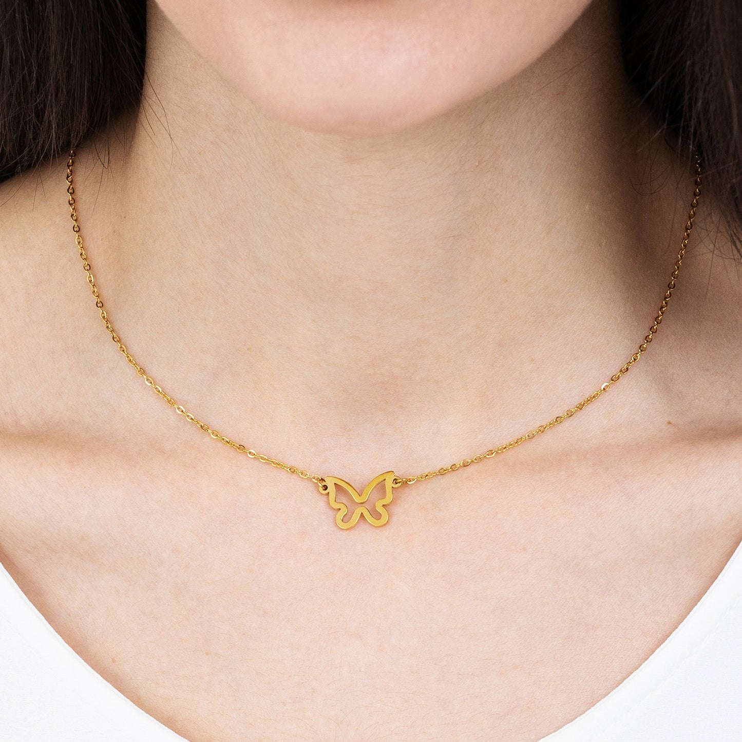 WOMAN'S NECKLACE IN STAINLESS STEEL IP GOLD WITH BUTTERFLY Luca Barra