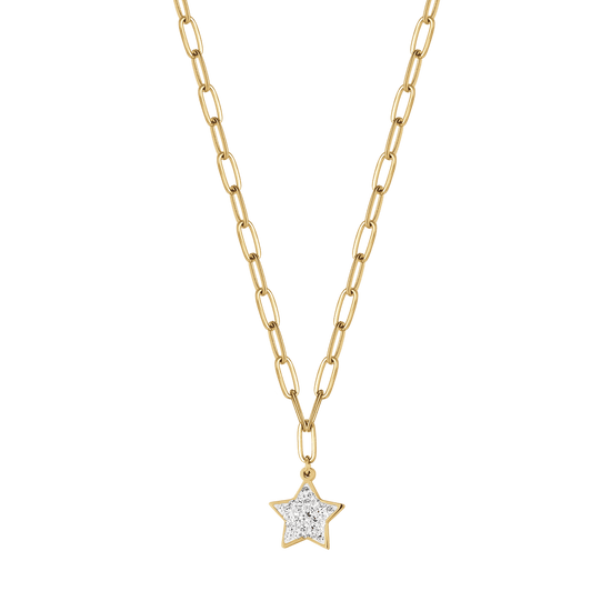 WOMAN'S NECKLACE IN IP GOLD STEEL WITH STAR AND WHITE CRYSTALS Luca Barra
