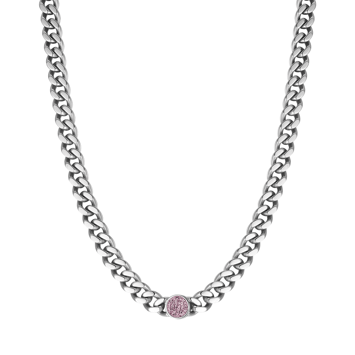 WOMAN'S NECKLACE IN STEEL WITH PINK CRYSTALS Luca Barra