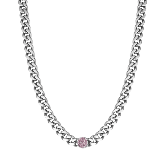 WOMAN'S NECKLACE IN STEEL WITH PINK CRYSTALS Luca Barra