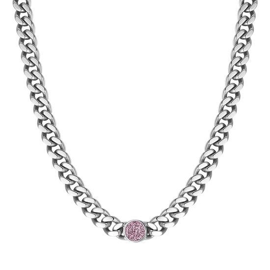 WOMAN'S NECKLACE IN STEEL WITH PINK CRYSTALS Luca Barra