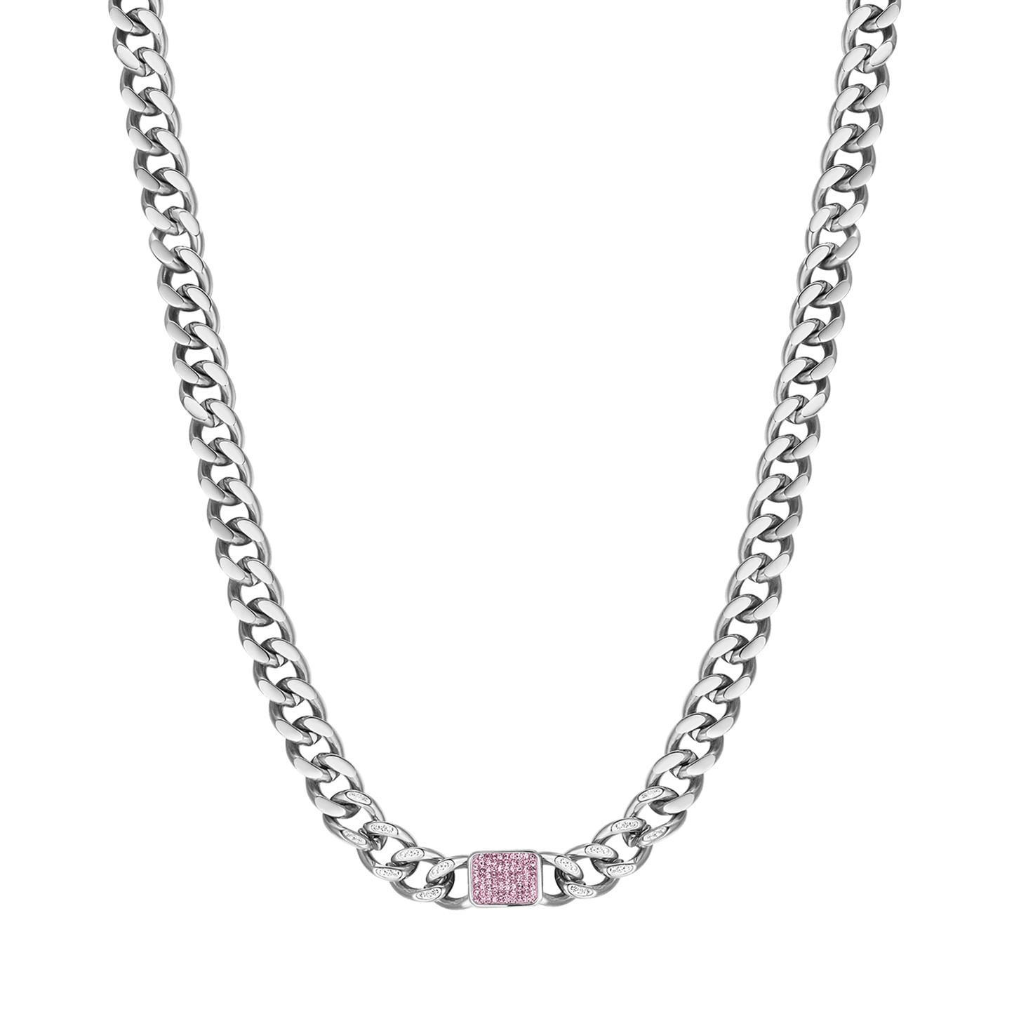 WOMAN'S NECKLACE IN STEEL WITH FUCHSIA CRYSTALS Luca Barra