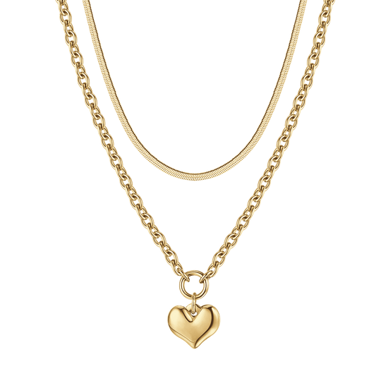 WOMAN'S IP GOLD MULTIFILED STEEL NECKLACE WITH HEART Luca Barra