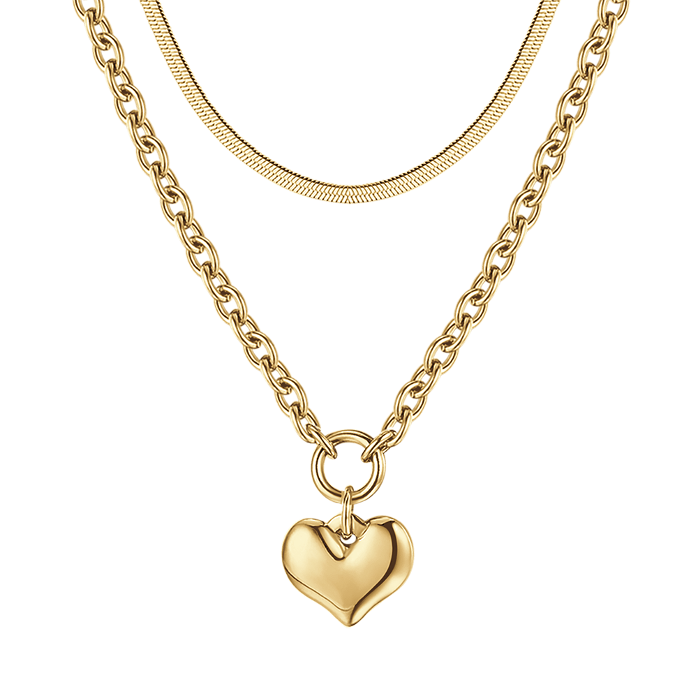 WOMAN'S IP GOLD MULTIFILED STEEL NECKLACE WITH HEART Luca Barra