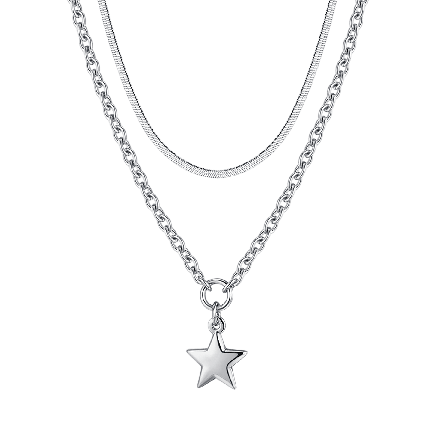 WOMAN'S MULTIFILED STEEL NECKLACE WITH STAR Luca Barra