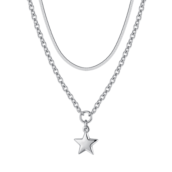 WOMAN'S MULTIFILED STEEL NECKLACE WITH STAR Luca Barra