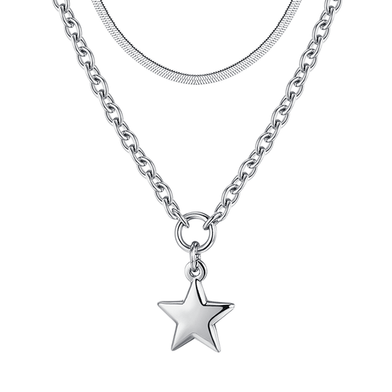IP GOLD MUTLIFILO STEEL WOMEN'S NECKLACE WITH STAR