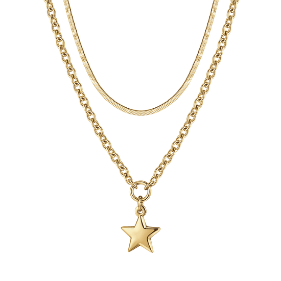 IP GOLD MUTLIFILO STEEL WOMEN'S NECKLACE WITH STAR