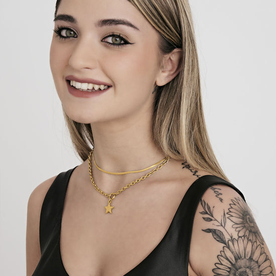 IP GOLD MUTLIFILO STEEL WOMEN'S NECKLACE WITH STAR