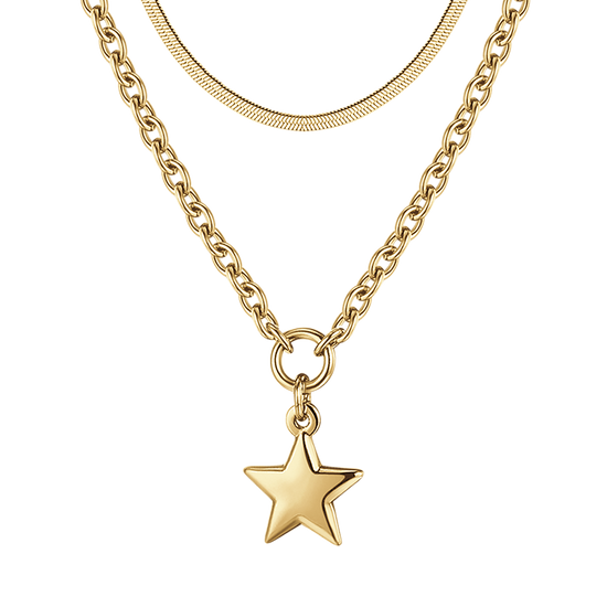 IP GOLD MUTLIFILO STEEL WOMEN'S NECKLACE WITH STAR