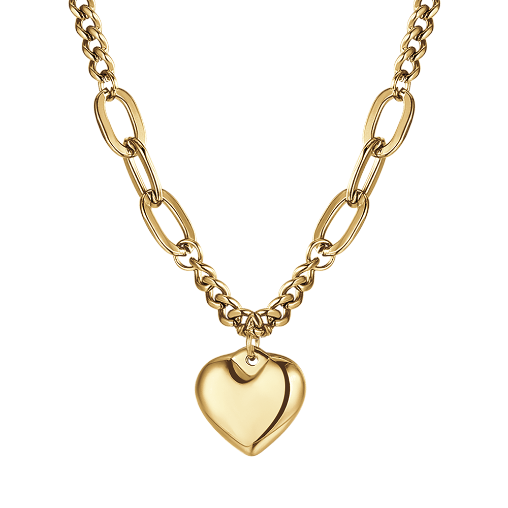 WOMAN'S NECKLACE IN IP GOLD STEEL WITH DENDING HEART Luca Barra