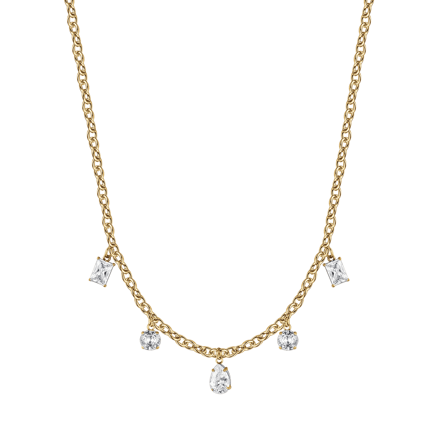 WOMAN'S NECKLACE IN IP GOLD STEEL WITH WHITE CRYSTALS Pendants Luca Barra