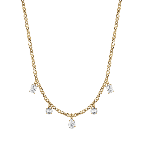 WOMAN'S NECKLACE IN IP GOLD STEEL WITH WHITE CRYSTALS Pendants Luca Barra