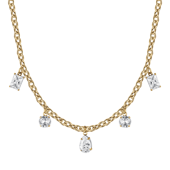 WOMAN'S NECKLACE IN IP GOLD STEEL WITH WHITE CRYSTALS Pendants Luca Barra