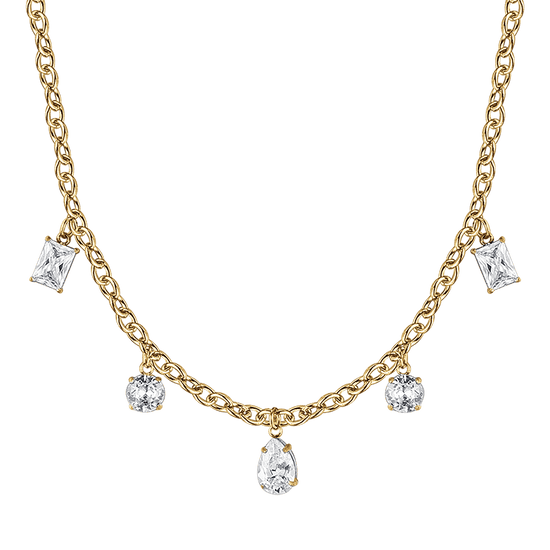 WOMAN'S NECKLACE IN IP GOLD STEEL WITH WHITE CRYSTALS Pendants Luca Barra