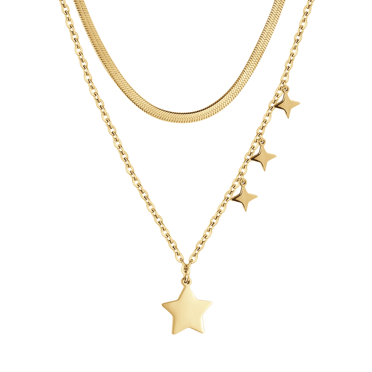 WOMAN'S NECKLACE IN STEEL IP GOLD MULTIFILES WITH STARS Luca Barra