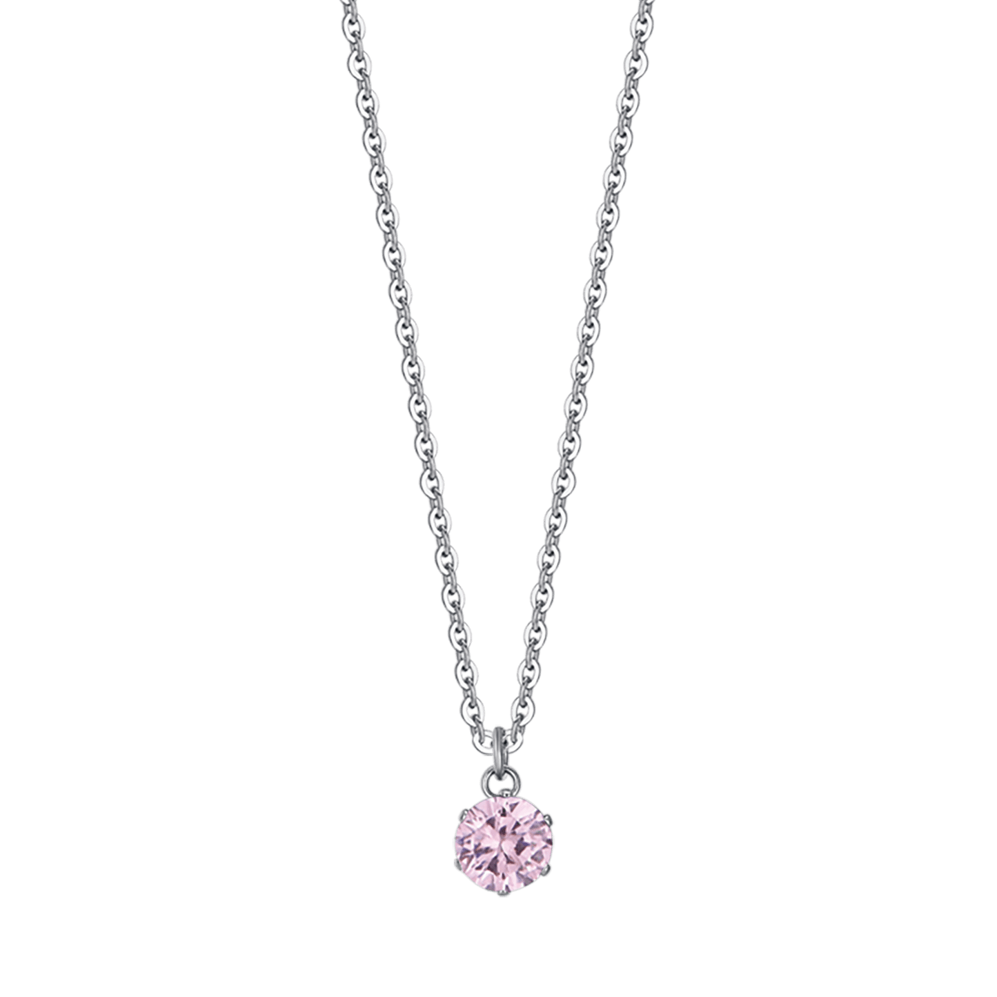 WOMAN'S NECKLACE IN STEEL WITH PINK CRYSTAL Luca Barra