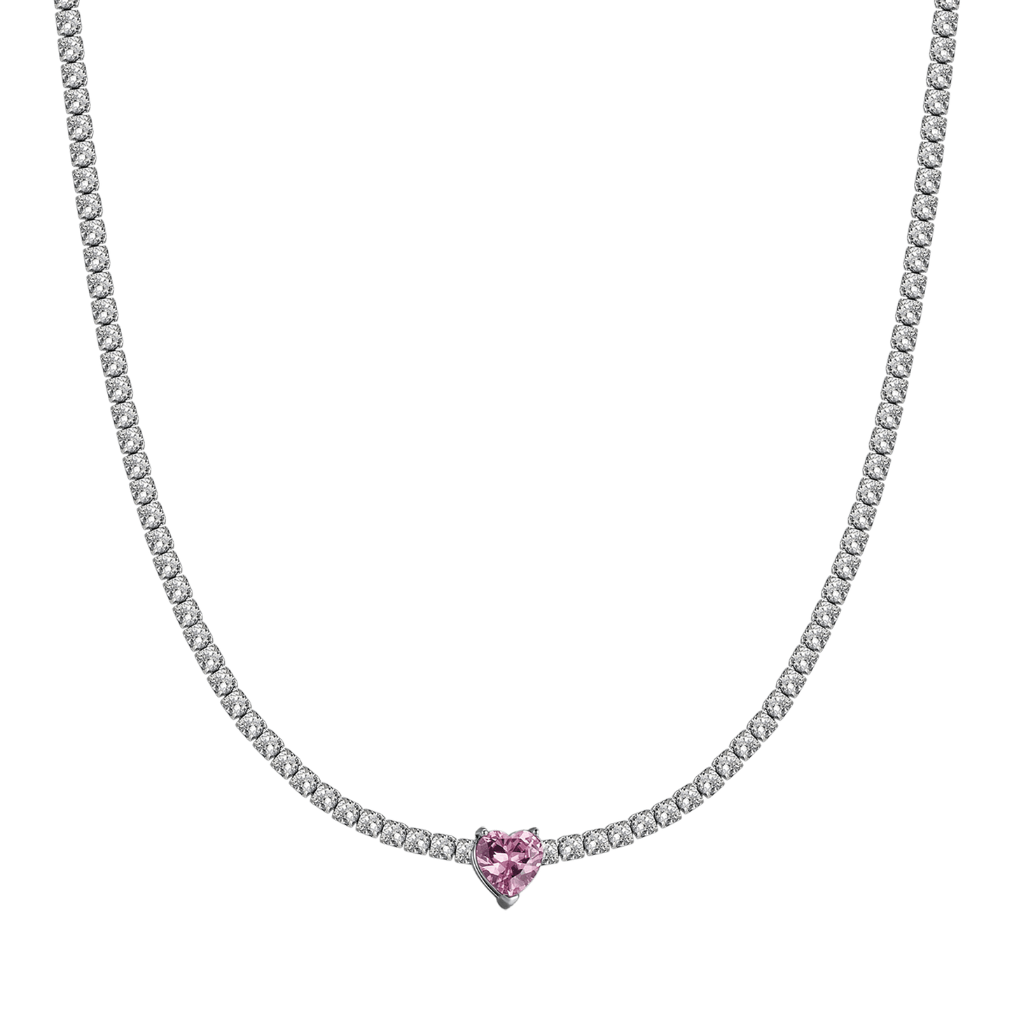 WOMAN'S NECKLACE IN STEEL WITH WHITE CRYSTALS AND CRYSTAL HEART Luca Barra