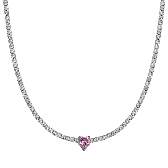 WOMAN'S NECKLACE IN STEEL WITH WHITE CRYSTALS AND CRYSTAL HEART Luca Barra