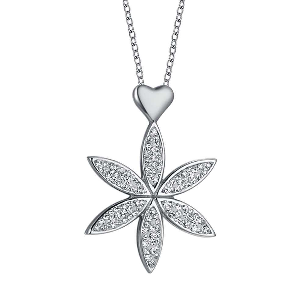 STEEL WOMEN'S NECKLACE WITH FLOWER OF LIFE AND HEART