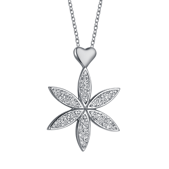 STEEL WOMEN'S NECKLACE WITH FLOWER OF LIFE AND HEART