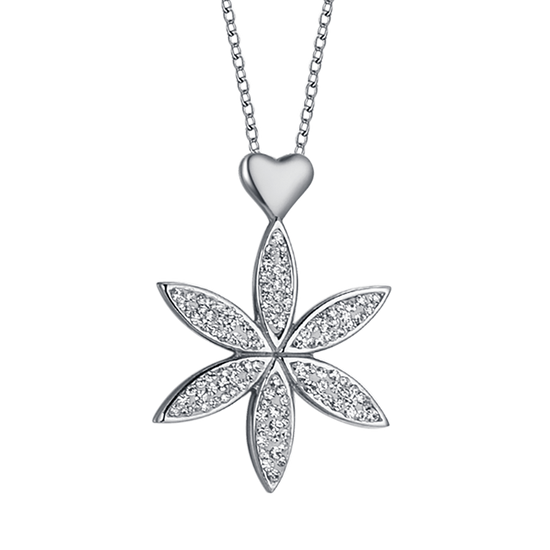 Upload image to Gallery WOMAN'S STEEL NECKLACE WITH LIFE FLOWER AND HEART
