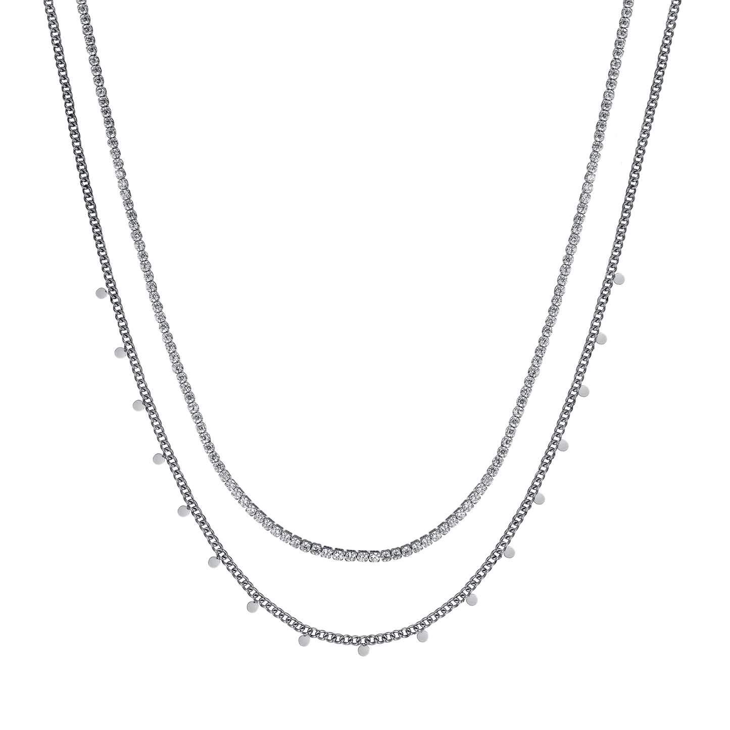 WOMAN'S NECKLACE IN STEEL WITH WHITE CRYSTALS Luca Barra