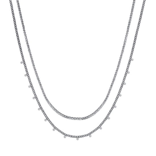 WOMAN'S NECKLACE IN STEEL WITH WHITE CRYSTALS Luca Barra