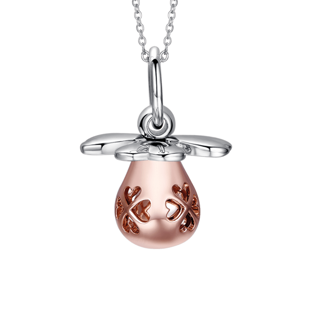 STEEL ANGEL CALLING NECKLACE WITH METAL PINK IP ROSE NECKLACE Luca Barra