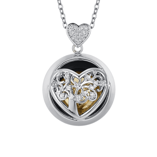 STEEL ANGEL CALL NECKLACE WITH METAL HEART AND METAL SPHERE