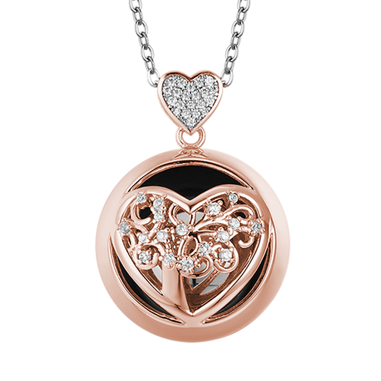 STEEL ANGEL CALL NECKLACE WITH METAL HEART AND METAL SPHERE