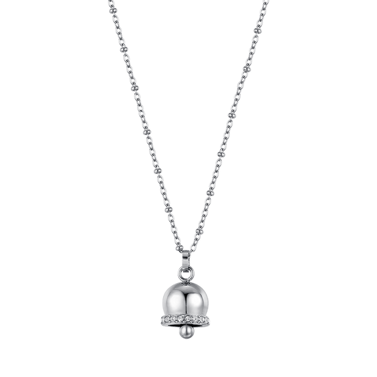 WOMAN'S NECKLACE IN STEEL WITH BELL WITH WHITE CRYSTALS Luca Barra